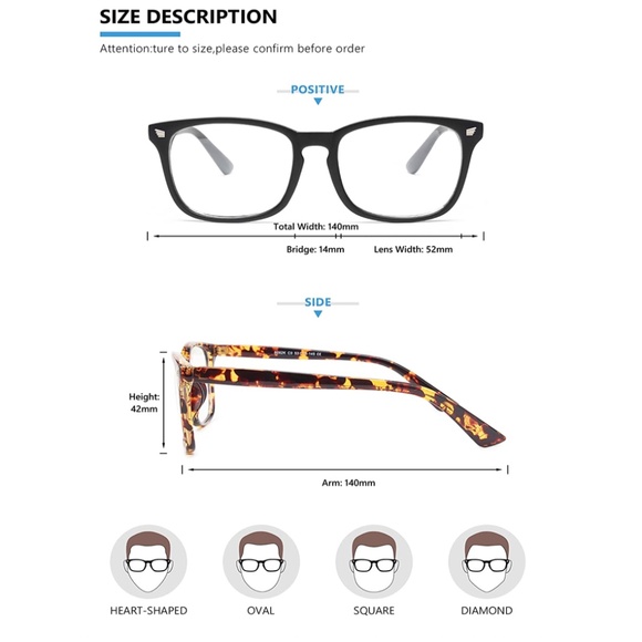 Blue Light Blocking Glasses Computer Reading/TV/Phones Black/Tortoise Shell Duo - Picture 2 of 5